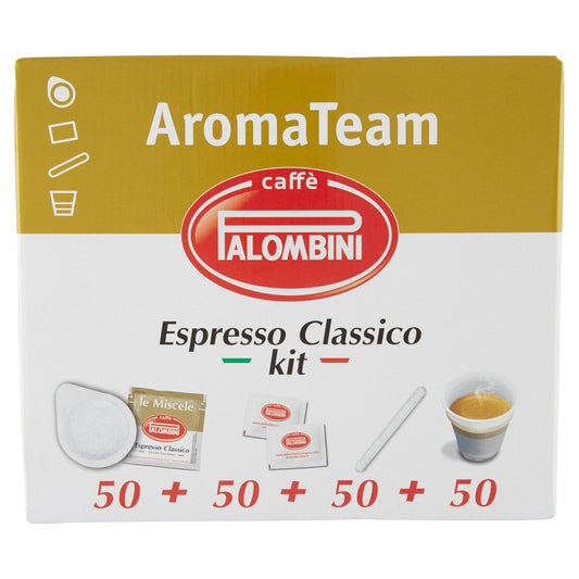 Palombini Espresso Classico Kit - 50 Cialde - 50 Bustine di Zucchero -  50 Bicchierini - 50 Palette - Shopitalian